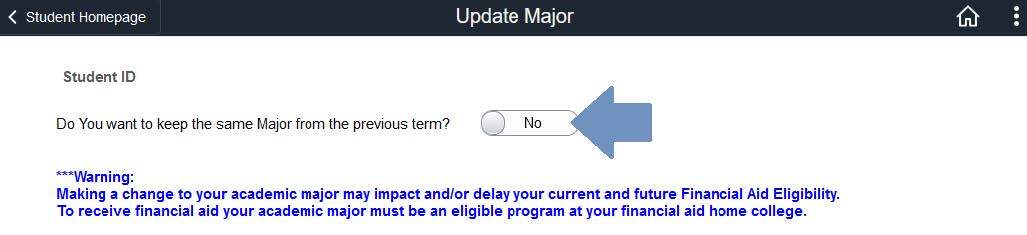 Change Your Major Step 2