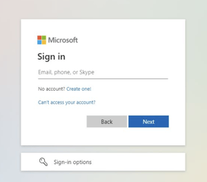 microsoft sign in screenshot