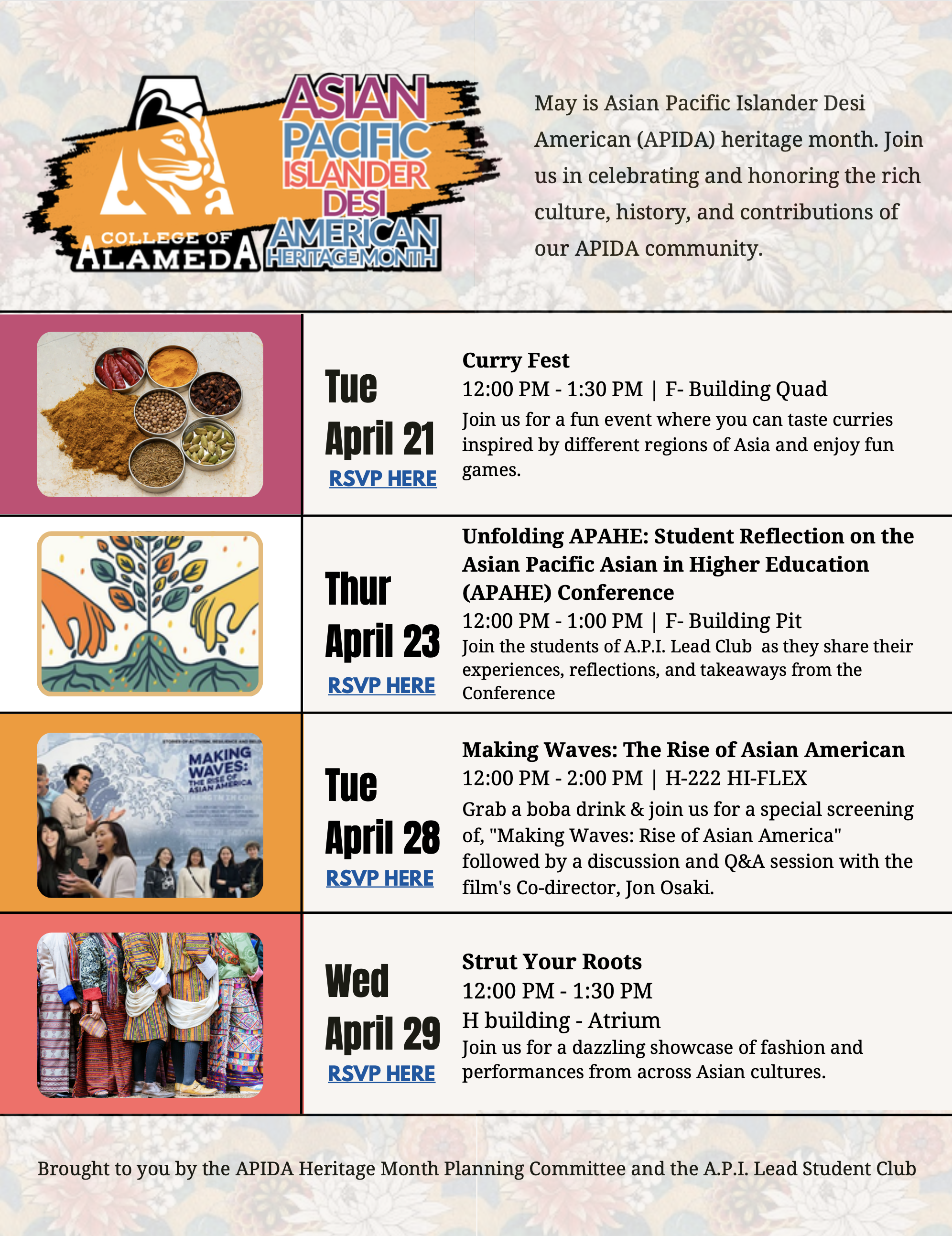 Celebrate APIDA Heritage Month @ CoA, 4/21 - 4/29