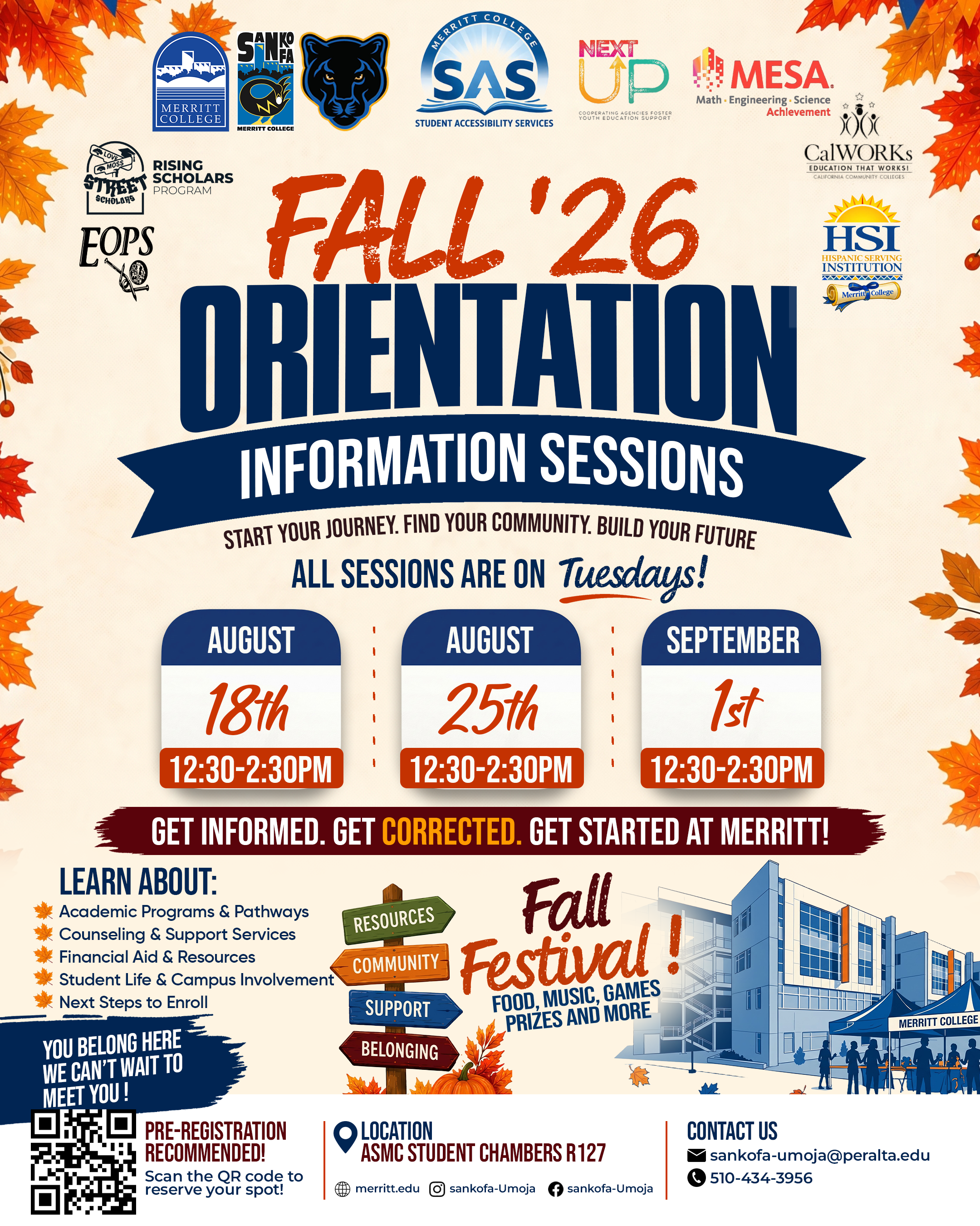 Attend a Merritt College Fall 