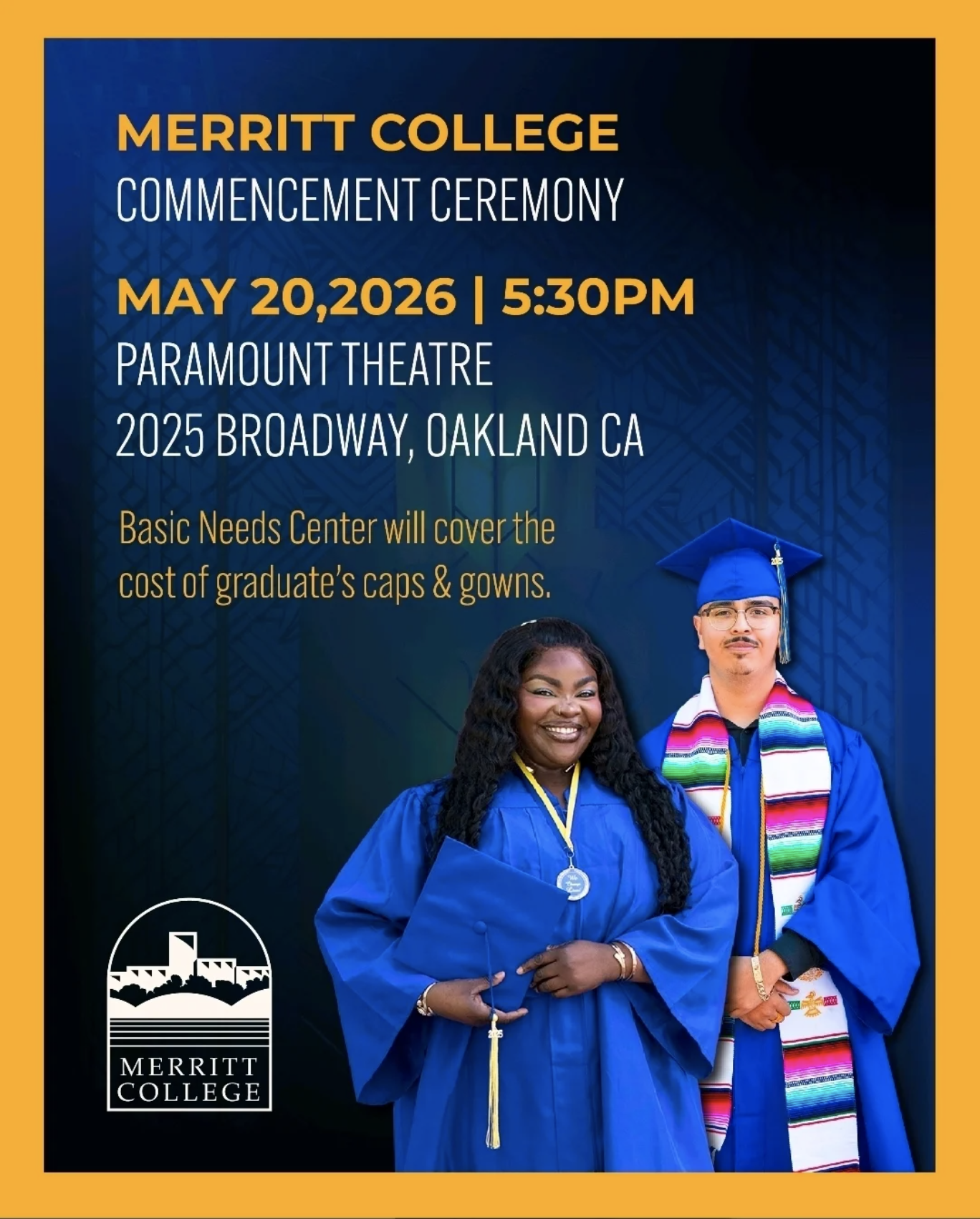 2026 Merritt College Commencement Ceremony, Wed, May 20, 2026 at 5:30PM @ The Paramount Theatre