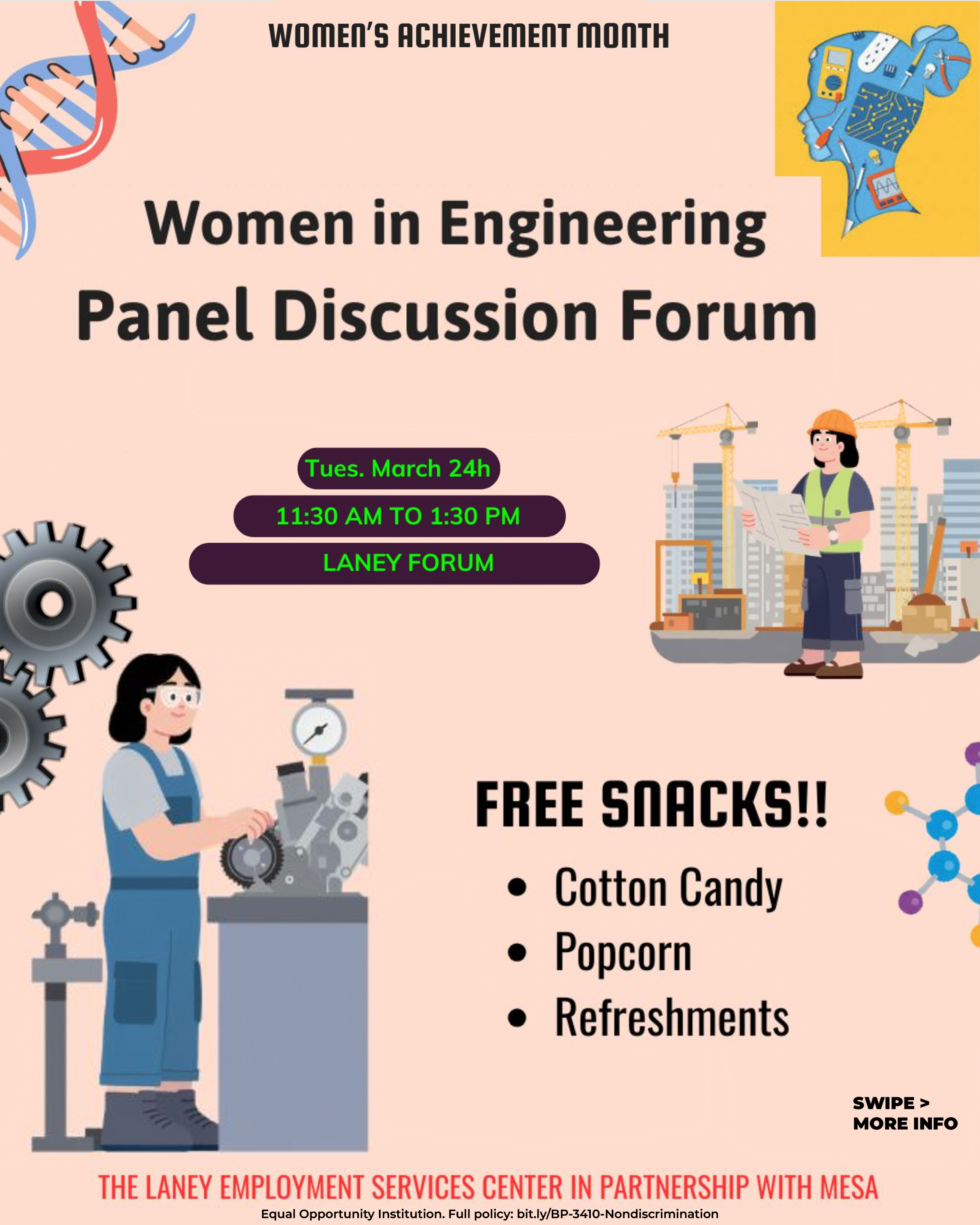 Women in Engineering Panel @ Laney, 3/24, 11:30AM – 1:30 PM